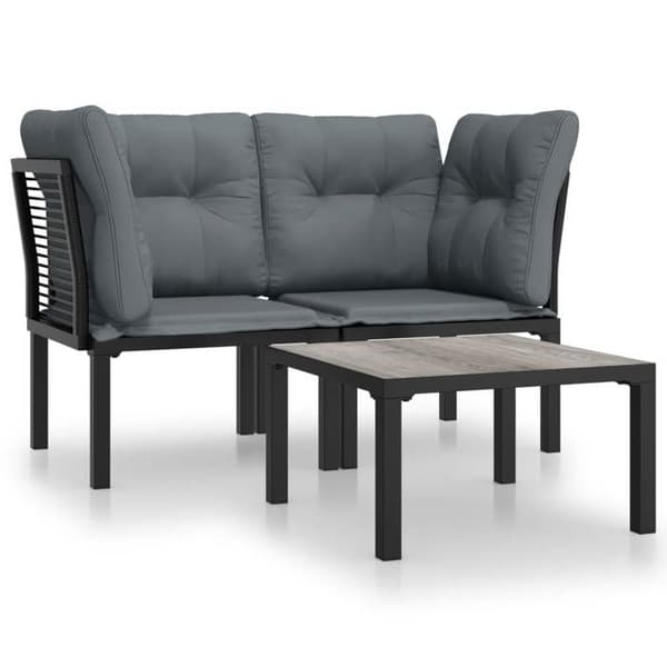 Maison Exclusive - Havegruppe 3 stk sort og grå flettet harv