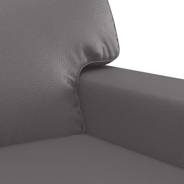 Sofa sæt - MAISON EXCLUSIVE - 3-delt model - Grå kunstlæder - Metal/finér struktur - Multifunktionel puf Grå