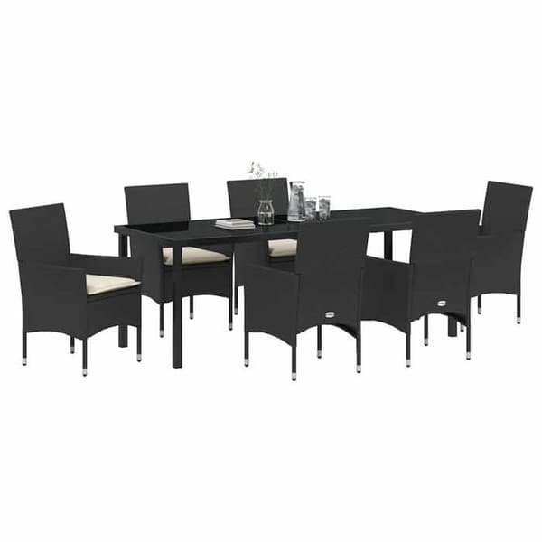 Maison Exclusive - 7 pc have spisebordssæt i sort polyrotin Svart