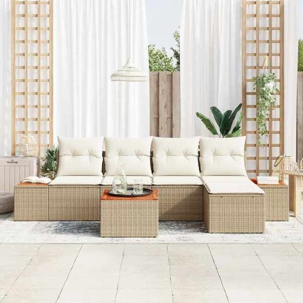Maison Exclusive - 6-delars trädgårdsoff-set Beige Polyrotting beige