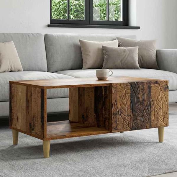Bord - EKSKLUSIV HUS - 90 x 50 x 40 cm - Ingeniørtræ - Eucalyptus ben - Stor hylde brun