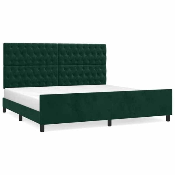 Maison Exclusive - Sängram utan madrass mörkgrön 200x200 cm sammet