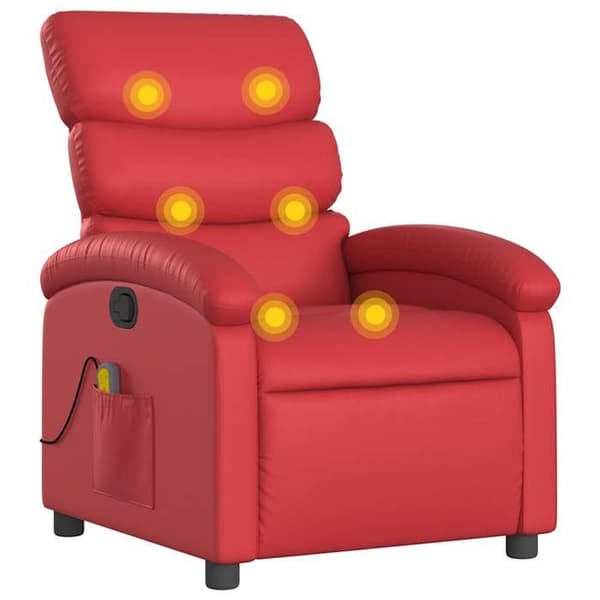 Maison Exclusive - Rød læderlook massage stol med vippefunktion