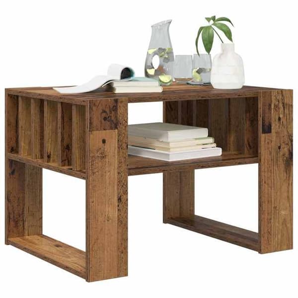 Bord - EKSKLUSIV HUS - Moderne rektangulær - Ingeniørtræ - Opbevaringshylder - 66 x 49,5 x 45 cm