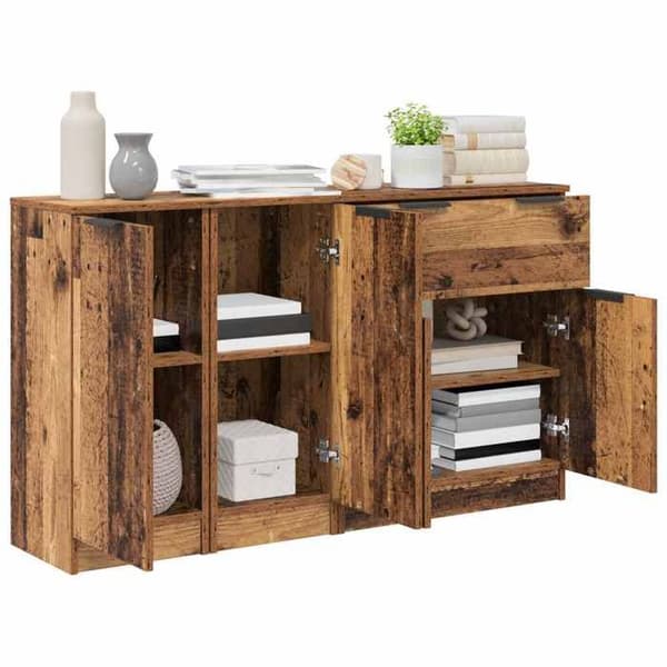 Buffé bas - EXKLUSIVT HUS - 3 delar 120x30x70 cm - Ingenjörsträ - Brun - Modern design