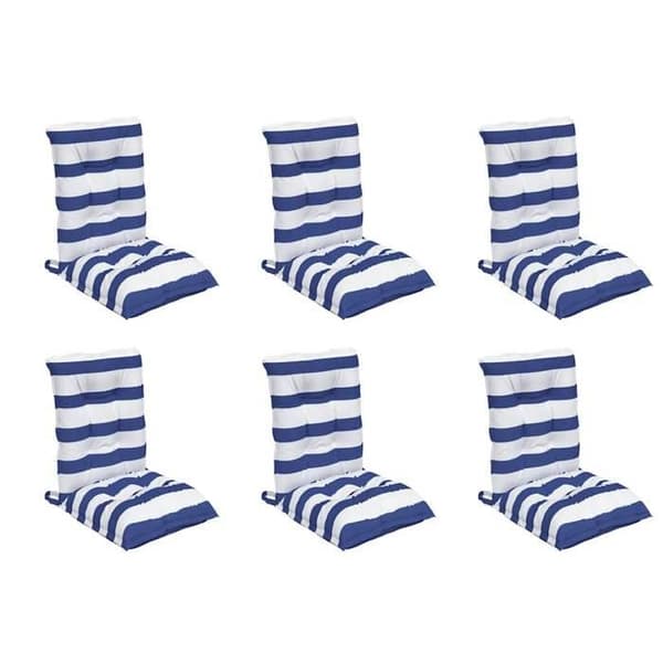 Maison Exclusive - Stolar med lågt ryggstöd, 6-pack, blå/vit rand blå vit