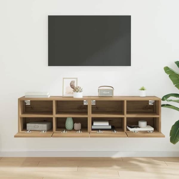 Maison Exclusive - Vægmonterede TV-møbler 2 stk Håndlavet egetræ Ingeniørtræ