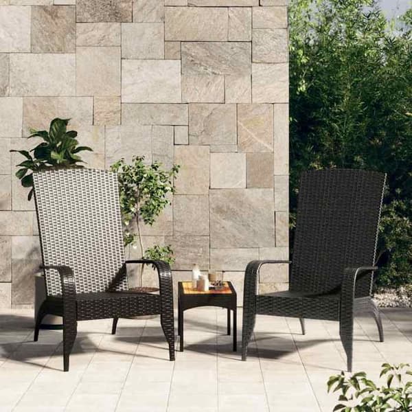 Havestol - MAISON EXCLUSIVE - Adirondack - Sort polyrotin - Stålramme - Dyb sæde Svart