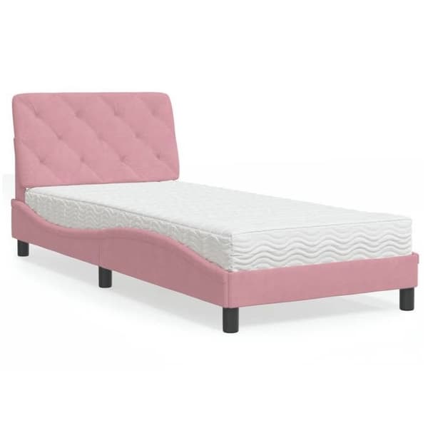 Maison Exclusive - Säng med rosa madrass 90x190 cm sammet