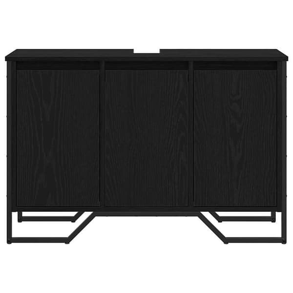 Under-vask skab - EKSKLUSIV HUS - Rektangulær - Sort eg - 91x35x60 cm - Sort stålramme, skuffer svart ek