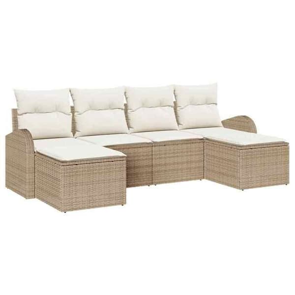 Maison Exclusive - 6 osan sohvasetti beige ja valkoinen polyrottinki
