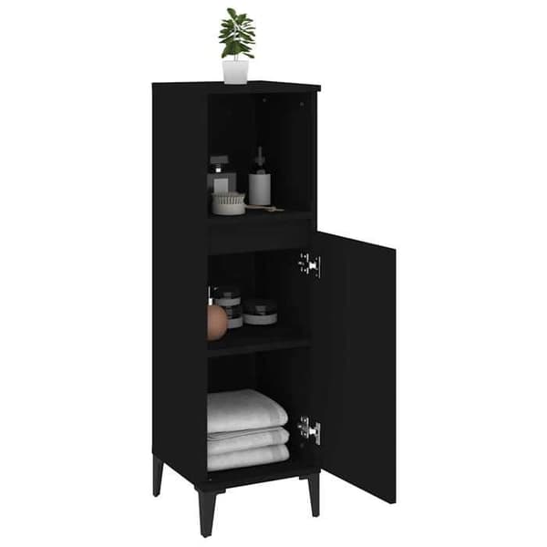 Maison Exclusive - Badeværelsesskab sort 30x30x100 cm ingeniørtræ