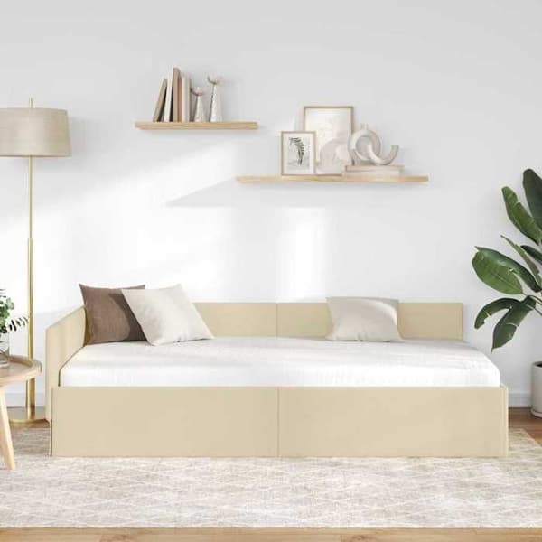 Maison Exclusive - Vinkel sengestel Creme 90 cm x 190 cm stof