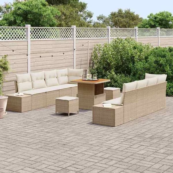 Maison Exclusive - Beige polyrottinkinen puutarhakalustesetti beige