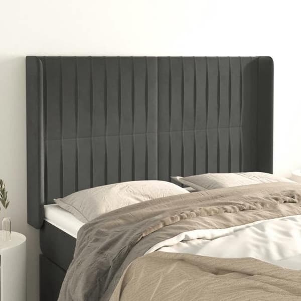 Maison Exclusive - Päätylevy korvilla Tummanharmaa 147x16x118/128 cm Sametti Mörkgrå