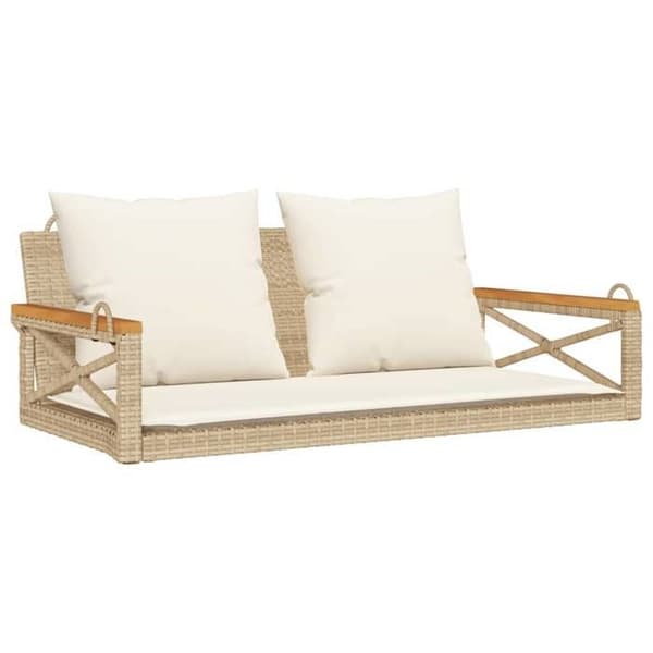 Maison Exclusive - Balanssoffa med beige kuddar 109x62x40 cm flätad resin