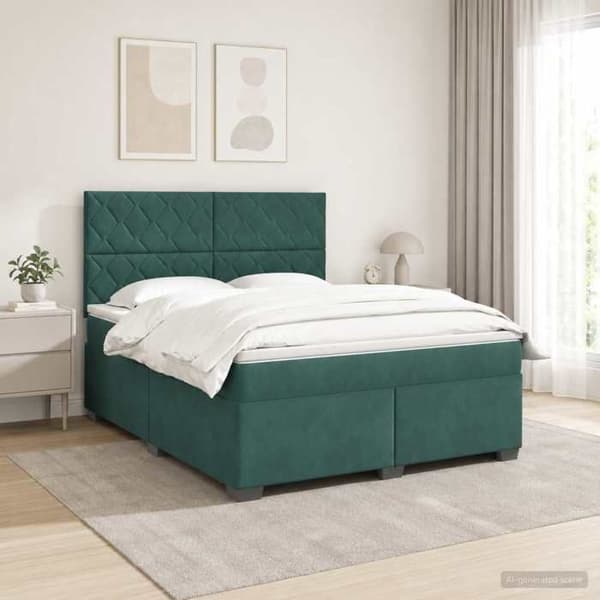 Maison Exclusive - Boxspring säng med mörkgrön madrass 140 x 200 cm Sammet Mörkgrön