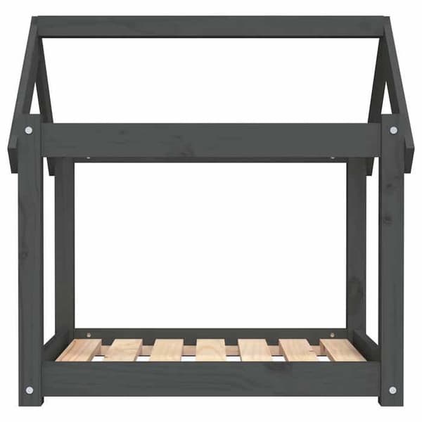 Hundeseng - EKSKLUSIV HUS - 71x55x70 cm - Massivt fyrretræ - Grå - Rektangulær Grå