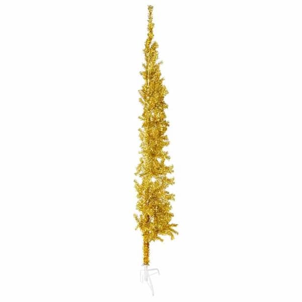 Maison Exclusive - Halv konstgjord julgran med guldstöd 180 cm