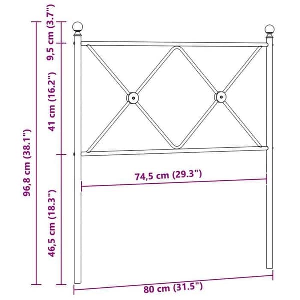 Maison Exclusive - Erstatnings hovedgærde i sort metal 75 cm