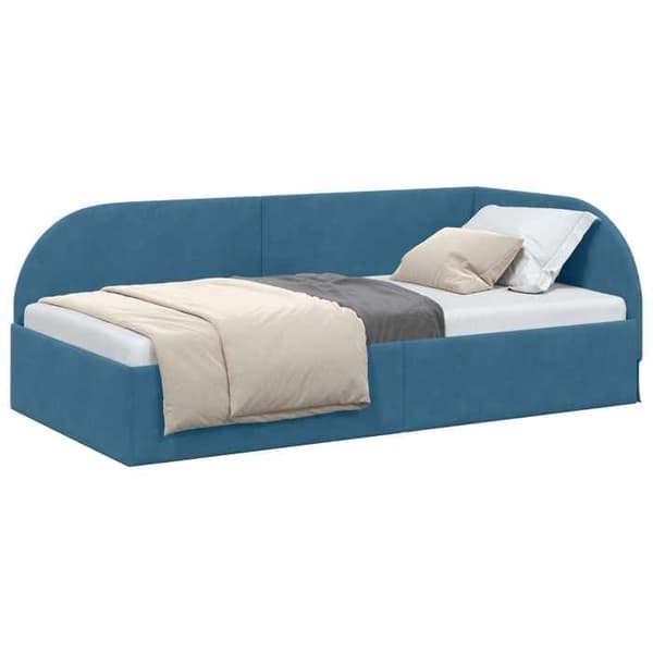 Sängram - EXKLUSIV HEM - Sammet - Blå - 90 x 200 cm - Konvertibel soffa/säng Blå