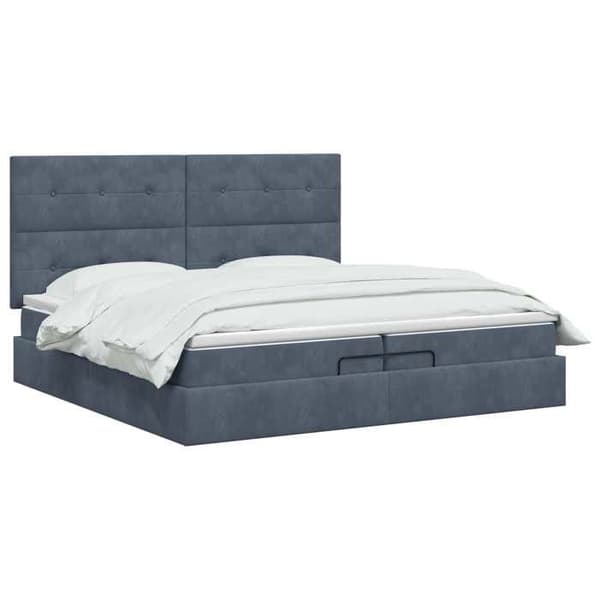 Maison Exclusive - Ottoman säng med mörkgrå madrass 200 x 200 cm Sammet Mörkgrå