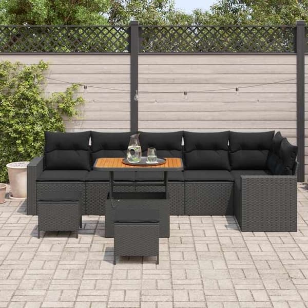 Trädgårdsmöbler - EXKLUSIVT HUS - Modulär - 11 delar - Poly rattan - Svart Svart