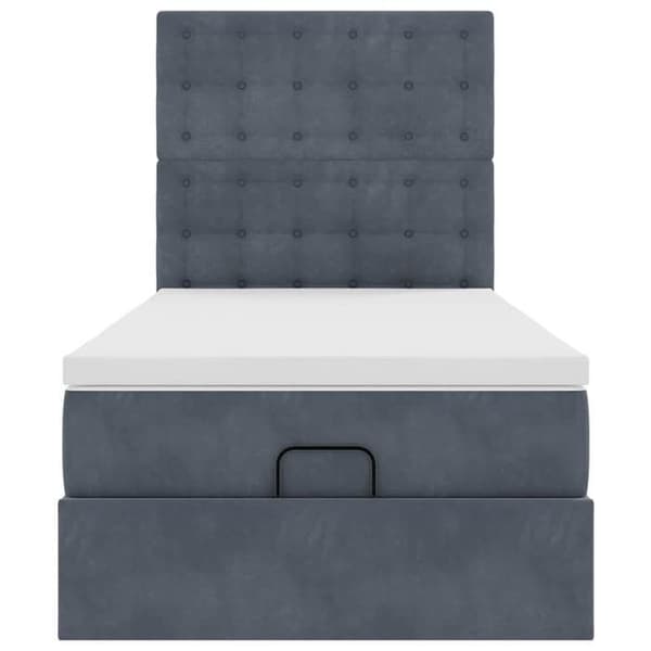 Maison Exclusive - Ottoman sengestel med mørkegrå madras 90x190 cm velour Mörkgrå