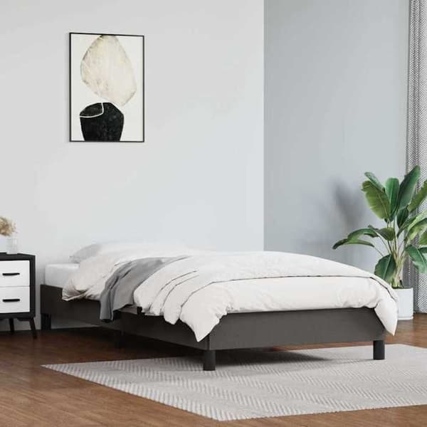 Sengestel - EKSKLUSIV HUS - 90 x 200 cm - Grå kunstlæder - Inkluderet lamelbund - 1 plads Grå
