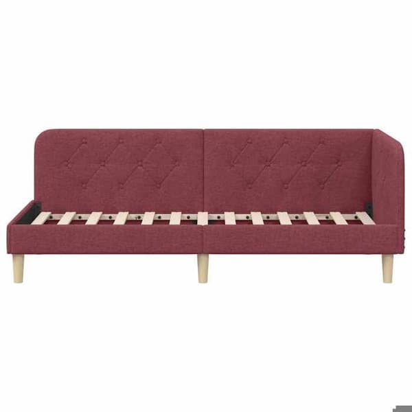 Vinkelsängram - EXKLUSIV HEM - L-formad säng - 80 x 200 cm - Polyester tyg - Vändbart armstöd Bordeaux