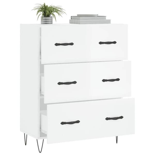 Maison Exclusive - Buffé Vit glänsande 69,5x34x90 cm Ingenjörsträ