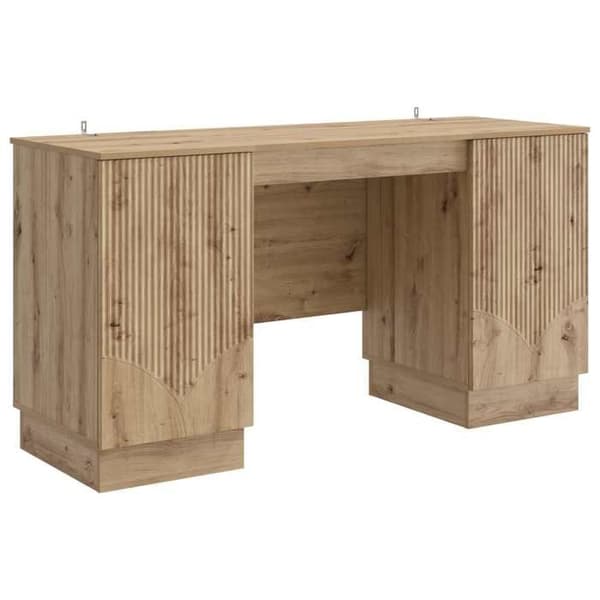 Maison Exclusive - Håndlavet egetræskontor 142,5 x 50 x 75 cm Ingeniørtræ Ek (träeffekt)