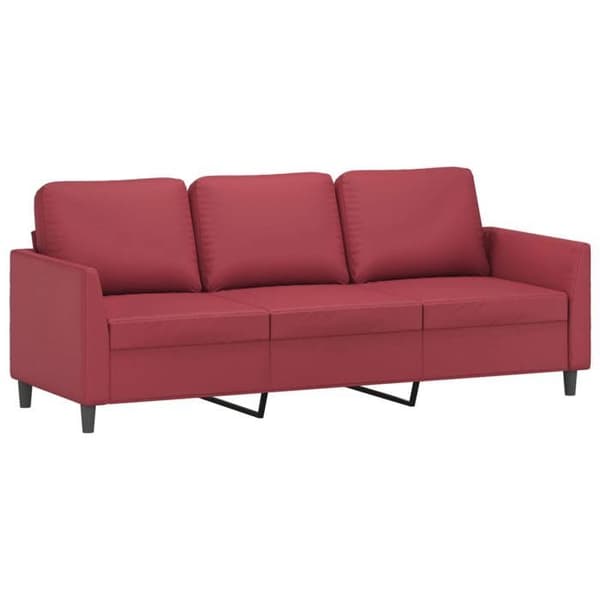 Maison Exclusive - Set med 2 soffor och kuddar i vinröd konstläder