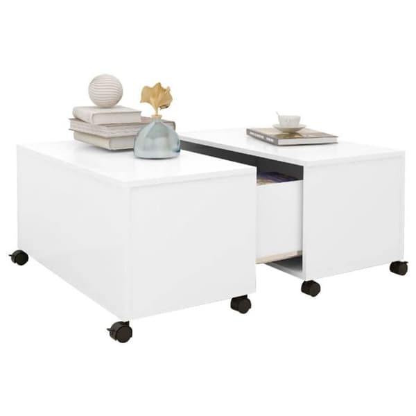 Bord - EKSKLUSIV HUS - 75x75x38 cm - Hvid - Spånplader - Udvideligt rum Vit