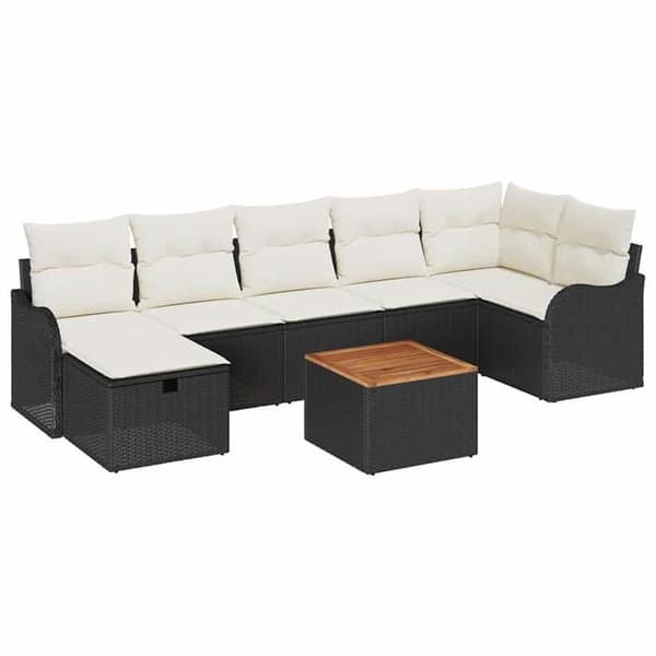 Havemøbler - EKSKLUSIVT HUS - Moderne - Sort - UV-bestandig poly rattan - 8 dele med opbevaring Svart