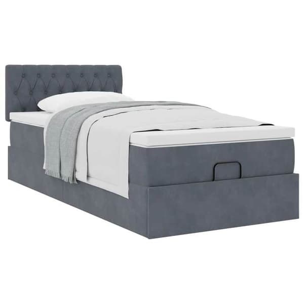 Maison Exclusive - Ottoman sängram med mörkgrå madrass 100x200 cm sammet mörkgrå, vit