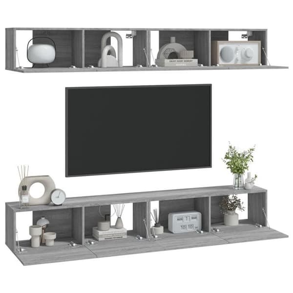 Maison Exclusive - Vægmonterede TV-møbler 4 stk sonoma grå 100x30x30 cm sonoma grå