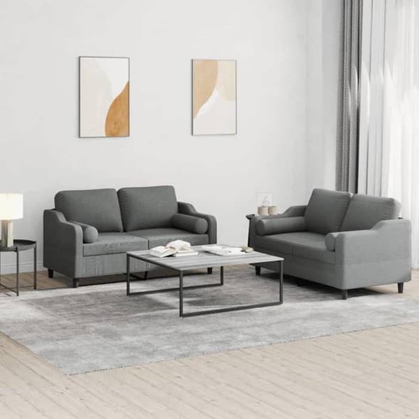 Sofa-sæt - MAISON EXCLUSIVE - 2 dele - Mørkegrå - Holdbart stof - Robust struktur mörkgrå