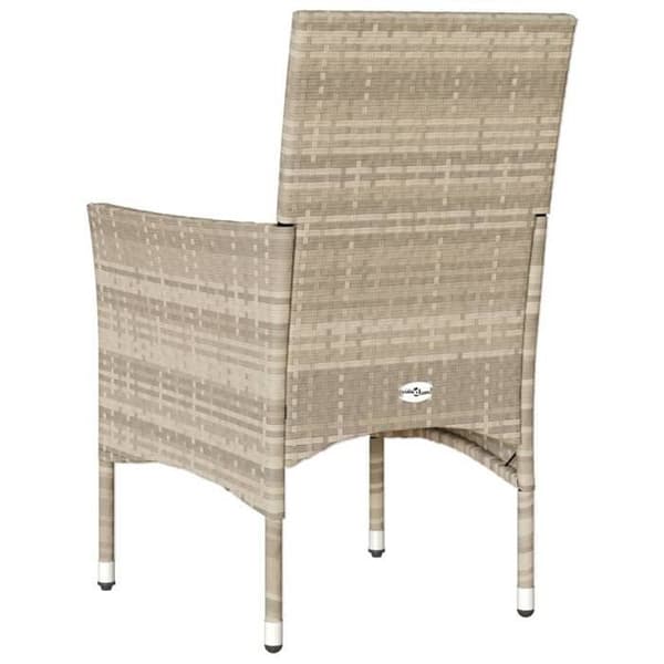 Maison Exclusive - Trädgårdsstolar med kuddar, set om 2, ljusgrå, flätad resin ljusgrått