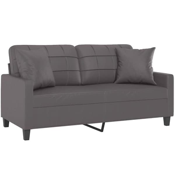 Maison Exclusive - Soffa 2 platser med grå dekorativa kuddar 140cm konstläder Grå