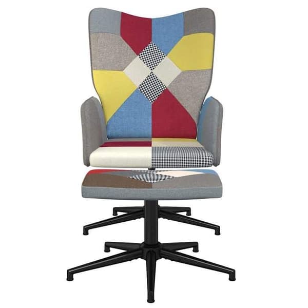 Maison Exclusive - Afslapningsstol med fodskammel Patchwork Stof