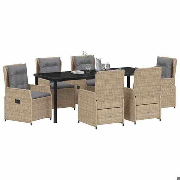Maison Exclusive - 7 dele have spisebordssæt i beige og lys grå