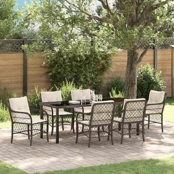 Maison Exclusive - 7 pc spisebordssæt til haven i brun polyrotin brun
