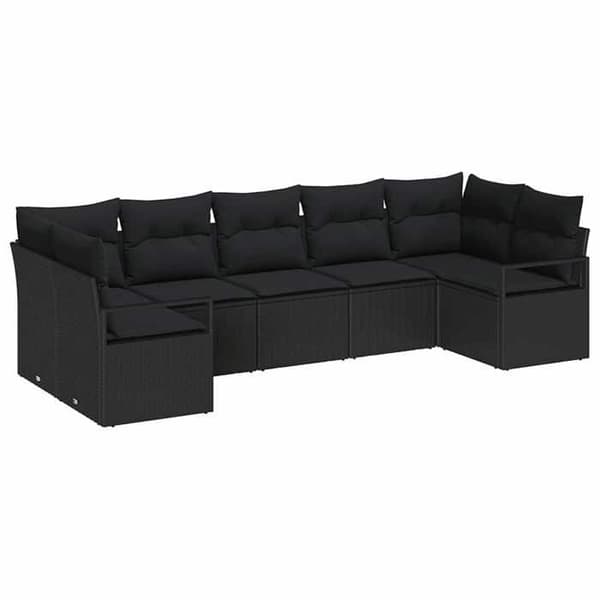 Maison Exclusive - 7 osan sohvasetti musta polyrottinki