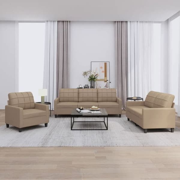 Maison Exclusive - Sæt af 3 sofaer med puder Cappuccino Simil læder