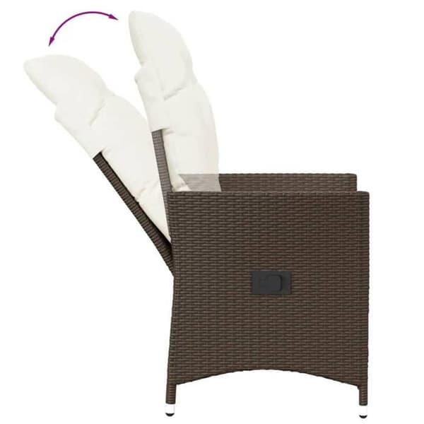 Maison Exclusive - Bistro-set 3 delar med bruna kuddar i flätad resin brun