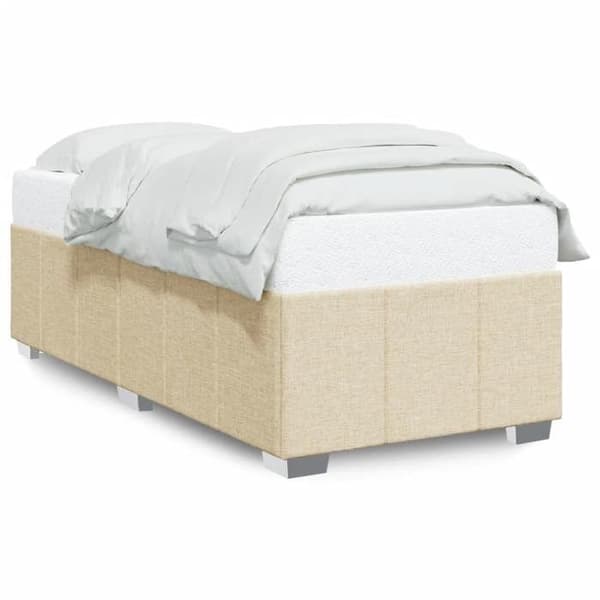 Sengestel - EKSKLUSIV HUS - 90x200 cm - Creme polyesterstof - Lamelseng Grädde