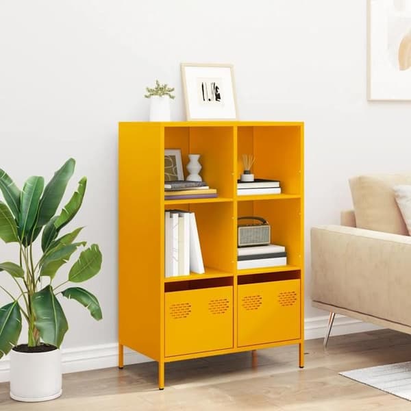Maison Exclusive - Buffé hög gul senap 68x39x103,5 cm stål