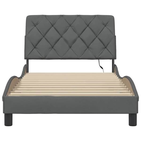 Maison Exclusive - Sengestel med LED uden madras mørkegrå 100x200 cm stof Mörkgrå