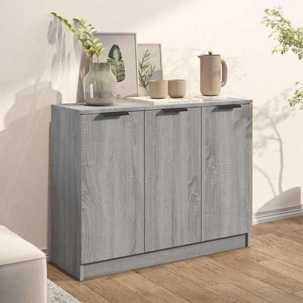 Buffet - EKSKLUSIVT HUS - Sonoma - Grå - 3 døre - Ingeniørtræ 90,5x30x70 cm grå